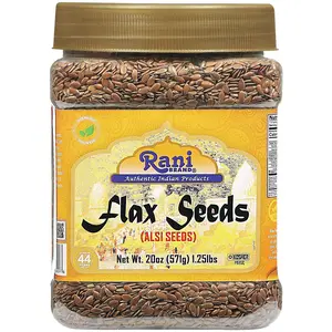 Rani Flax Seeds Whole Raw (Alsi, Linum usitatissimum) 20oz (567g) PET Jar | All Natural ~ Gluten Friendly | NON-GMO | Vegan | Kosher | Product of USA