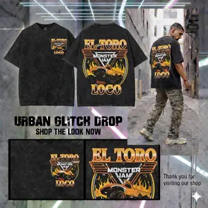 Monster Truck El Toro Loco v2 Washed T-Shirt, Monster Jam Graphic Tank Top For Summer, Oversized Streetwear Style Tee for Fans, Racing Shirt For Fans, Racing Shirt, Gift For Men, For Women Fabric, Motorsport Fan Aesthetic Apparel