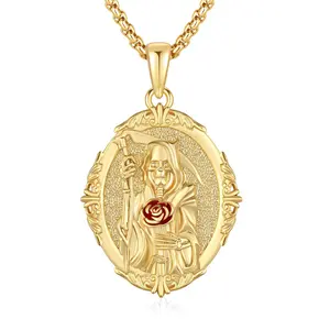 925 Sterling Silver Patron Saint Medal Necklace Religion Catholic Saint Amulet Protection Pendant Jewelry for Men Women with Jewelry Box