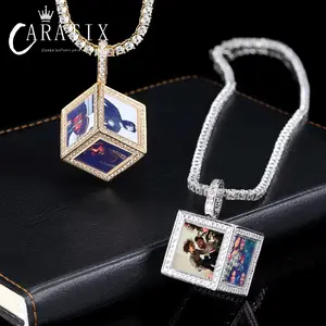 CARÁTIX - Hip Hop Personalize Pictures Jewelry Custom Memory Six-Side Cube Photo Pendant For Necklace GiftsValentine's Day Gift for Men & Girls & Boys Mothers' Day Gift #Springtok