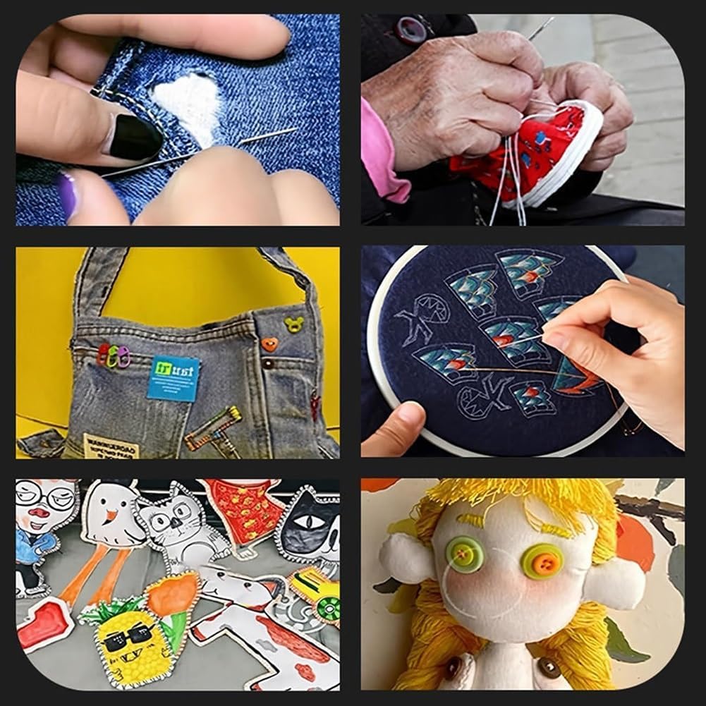 Multi functional big eye steel needle and thread set, containing 64 steel needles and rich wires, compact and portable, easy to handle clothing repair and fabric production, suitable for beginners and professional DIY enthusiasts