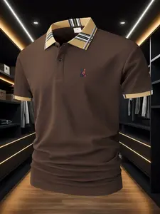 Men's Trendy Polo Shirt with Geometric Pattern, Casual Fitted Design, Micro-Elastic Comfort, Breathable Summer Wear, Available in Multiple Colors