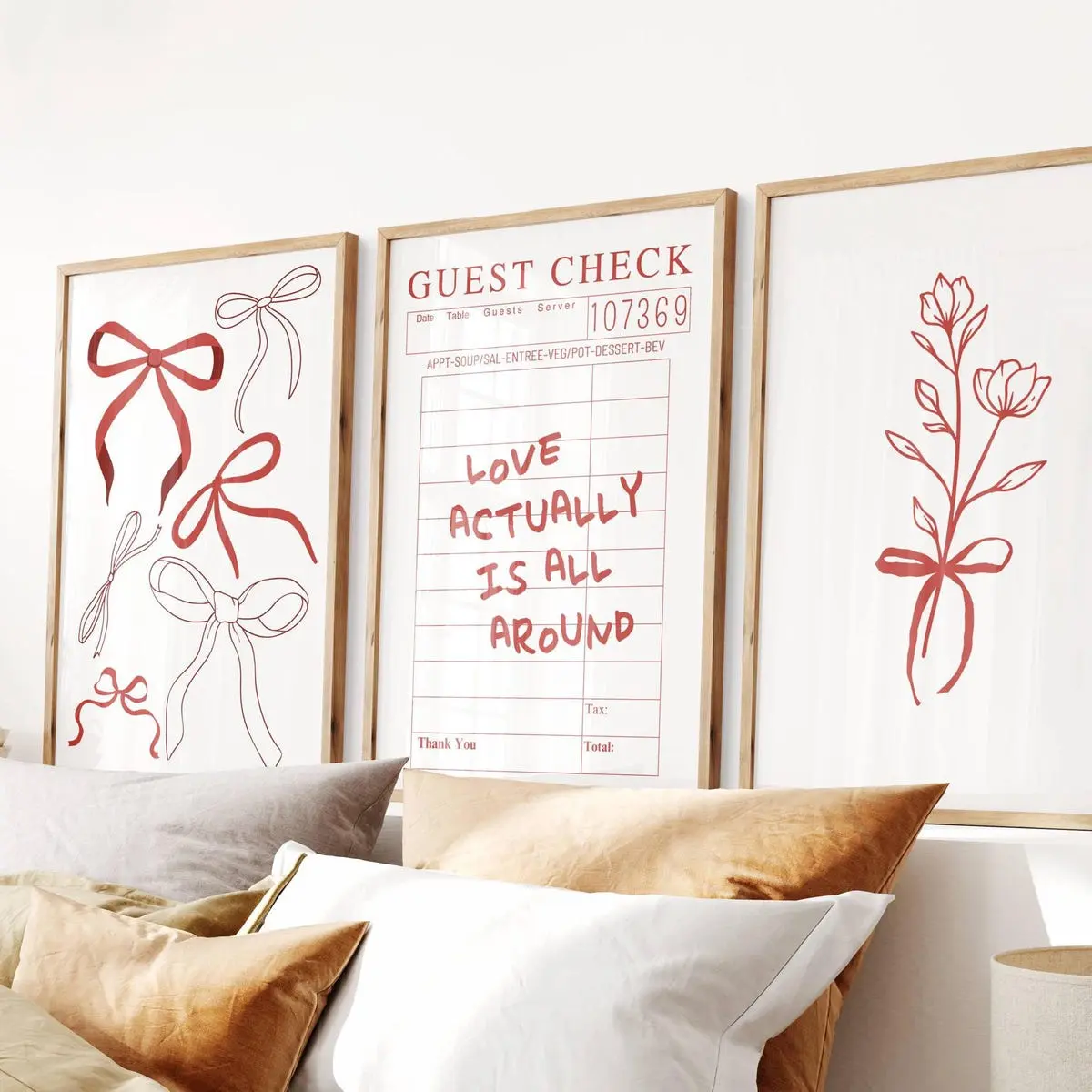 Coquette Valentine Print Set of 3 Girly Galentine Decor Cute Valentines Day Aesthetic Romantic Wall Art Trendy Poster Room Decor, Unframed