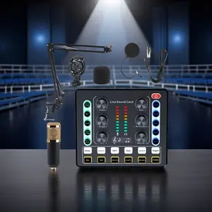 Podcast Equipment Bundle, Soundcard Recording Studio Package with Voice Changer, Live Sound Card - Audio Interface for Laptop Computer Vlog Living Broadcast Live Streaming