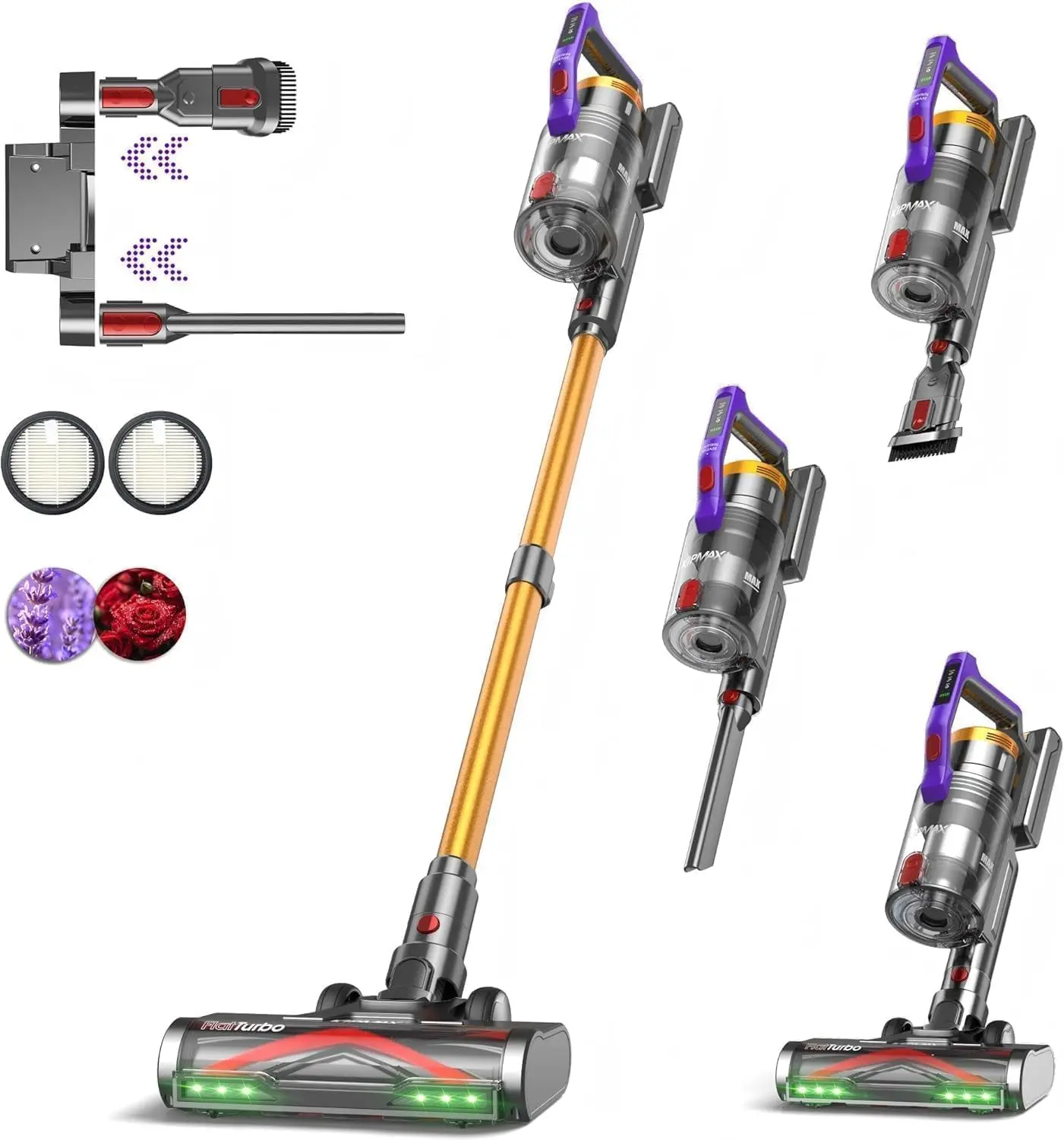 KIPMAX Cordless Vacuum Cleaner, 50Kpa 550W Stick Vacuum for Home, 70Mins Anti-Tangled Vacuum Cleaner for Pet Hair/Carpet/Floor, Self-Standing Vacuum with Rechargeable Battery, LED Display&Aromatherapy