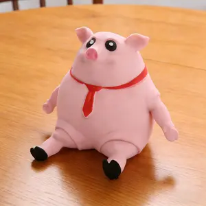 Pink Pig Squeezing Toy - Large sized Stress Relieving Pig Stress Reliever, Sensory Toy for Relieving Anxiety