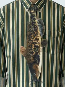 MUS627 Realistic Tuna Fish Novelty Tie Funny 3D Ocean Fish Necktie for Men Unique Gag Gift & Conversation Starter