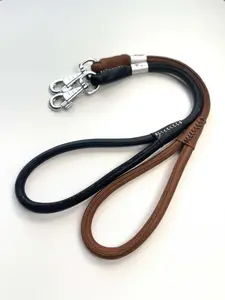 CALIDOG Short Dog Leash - Premium Leather and Durable Stainless Steel Accessories
