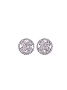 Lucky Clover 925 Sterling Silver Zircon Round Earrings, Elegant Jewelry for Women, Perfect Gift Idea, High-Quality Design