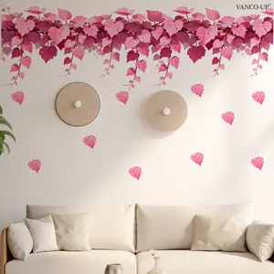 A 30*90cm pink love heart and leaf creative wall sticker, Wall Art Stickers, Wall decal for decorating festival homes, living rooms, bedrooms, corridors, and kitchen background walls. It is a self-adhesive decorative sticker, model M20412-KR