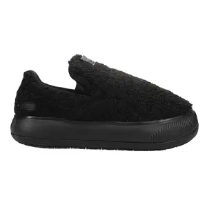 PUMA Womens Suede Mayu Teddy Slip-On Sneakers Shoes Casual - Black