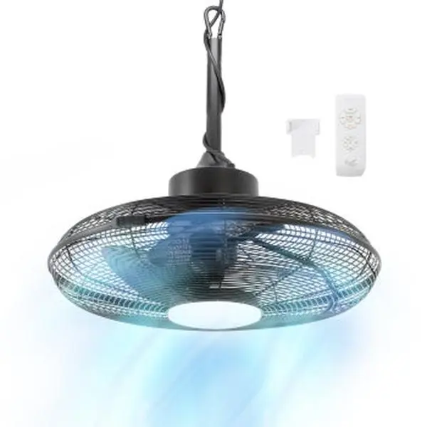 Vie Air 20-Inch 3-Speed Matte Black Gazebo Outdoor Cooling Ceiling Fan, Powerful Remote-Enabled Ceiling Fan, Cooling Ceiling Fans, Powerful Ceiling Fans