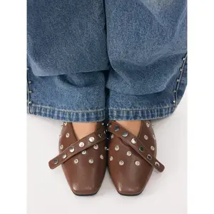 Cider SQUARE TOE STUDDED FLATS