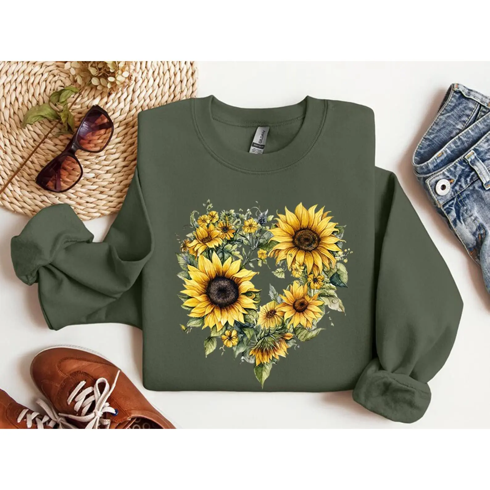 Sunflower Sweatshirts, Floral Shirt, Sunflower Lover Sweatshirt, Flower Lover Sweatshirt, Womens Sweatshirts, Trendy Sunflower Oversized Sweatshirt