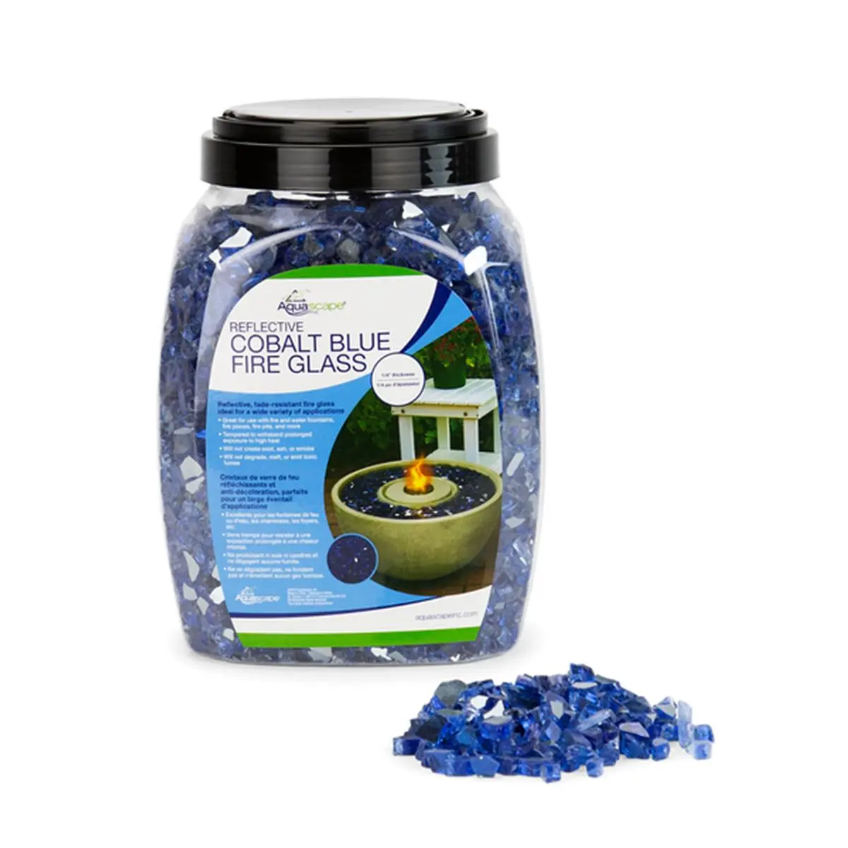 Aquascape 78263 Cobalt Blue Reflective Fire Glass - 14 in., 5.25 lbs, Reflective, Fade-Resistant for Fire Pits