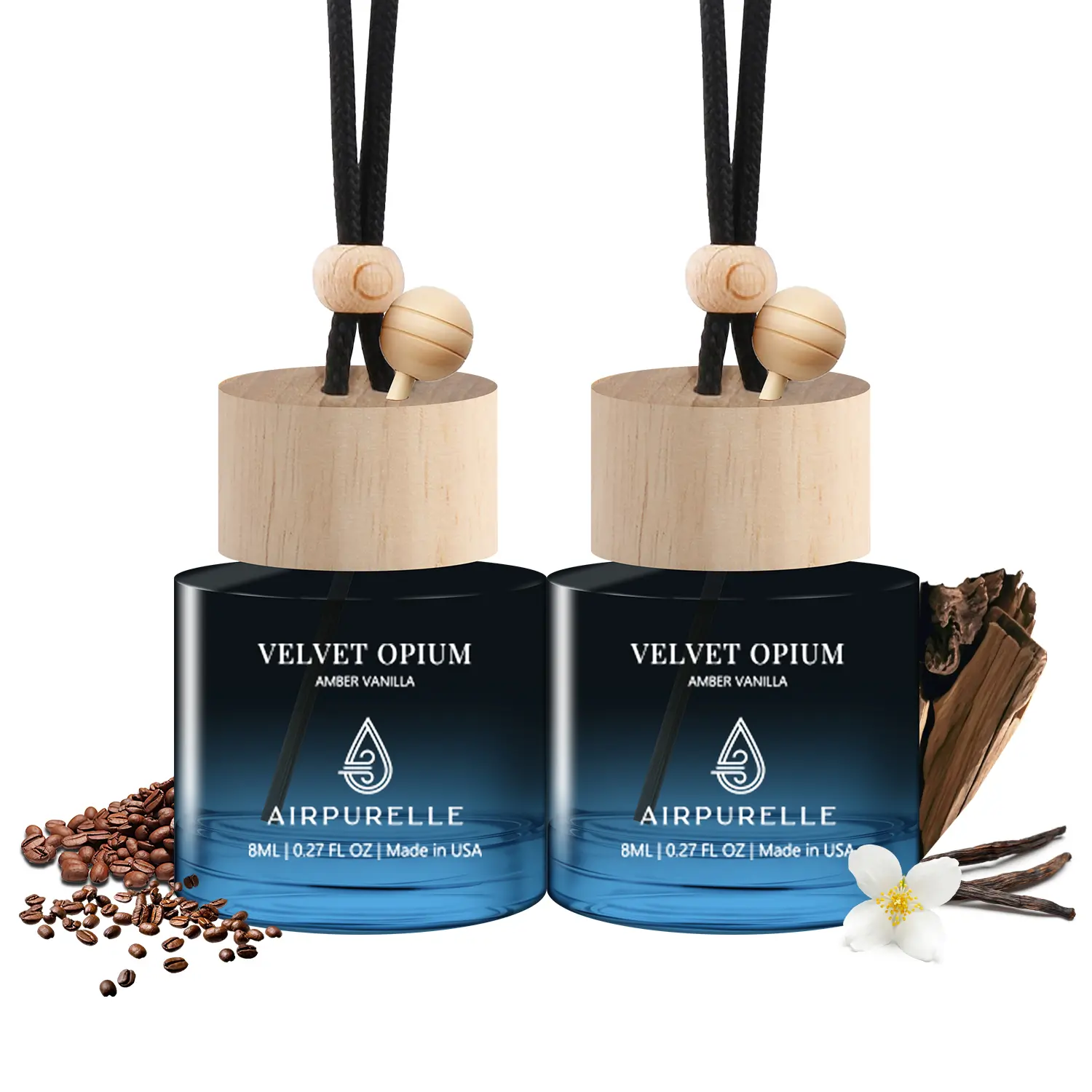 Car Air Freshener AirPurelle Hanging 2 Pack Diffuser - Fragrance Oil Air Diffuser for Car, 45+ days Long Lasting Fragrance, Two 0.27 FL OZ/8ML Made in USA