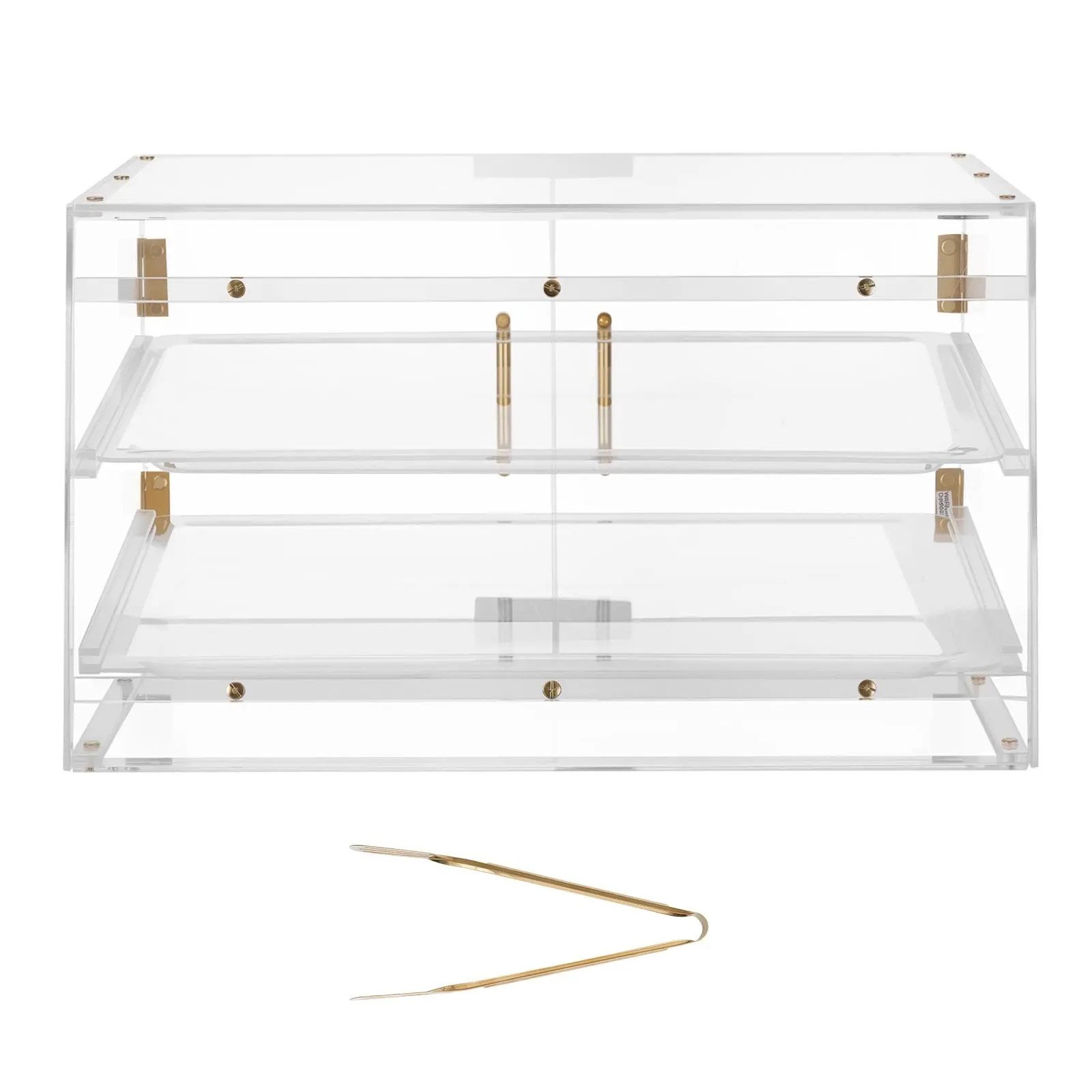 VEVOR 2-Tier Commercial Countertop Smooth Acrylic Pastry & Cookie Display Cabinet, 20.7x15.7x12.0in (526x400x305mm), Aluminium Frame, Magnetic Rear Door, Slide Design for Easy Restocking (0-5kg Capacity)