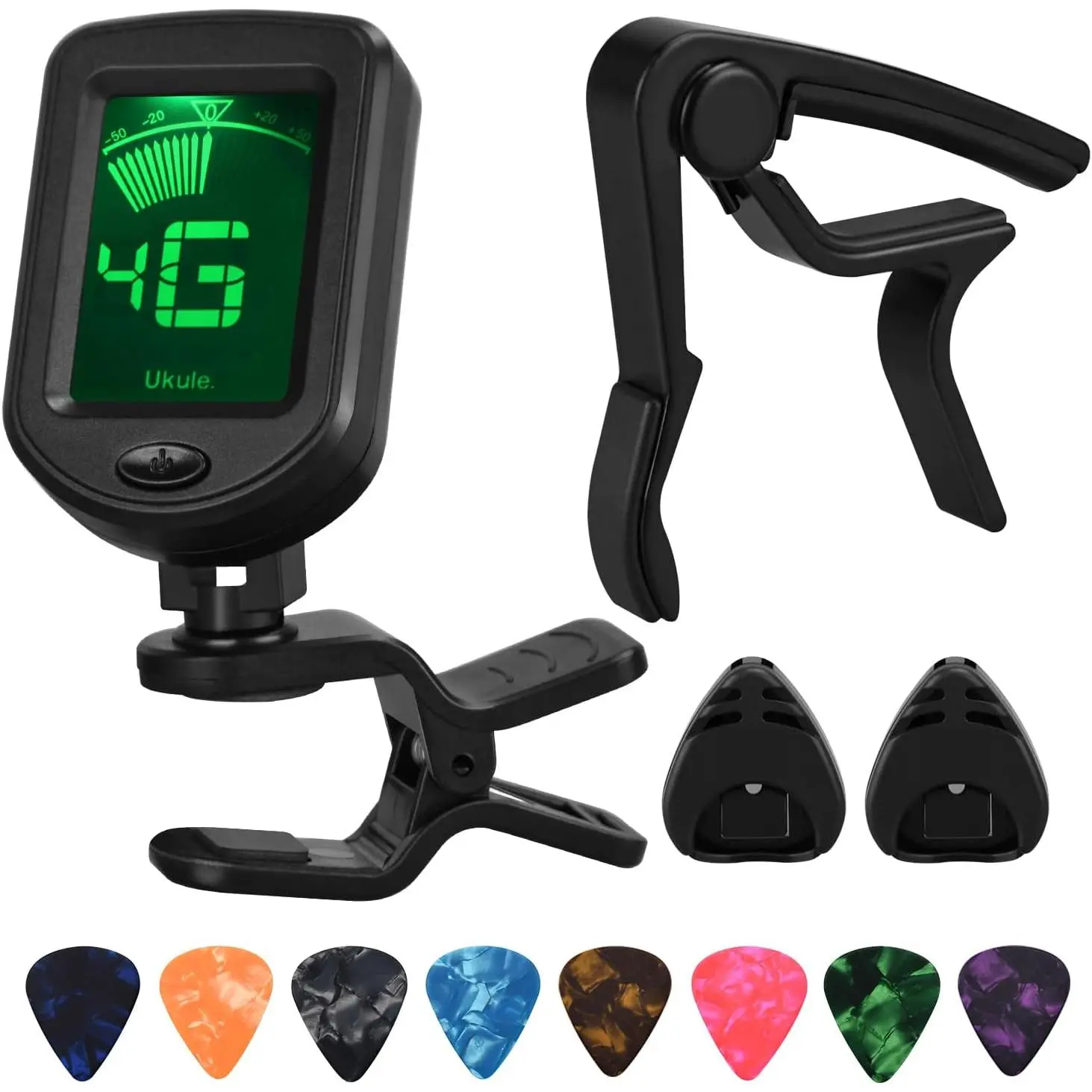 Guitar Capo Guitar Tuner Set, Guitar Accessories, Including Guitar Capo Guitar Tuner Guitar Picks and Guitar Pick Holder, for Guitar Players and Guitar Beginners
