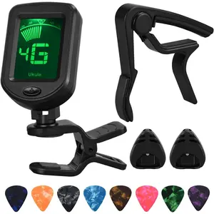 Guitar Capo Guitar Tuner Set, Guitar Accessories, Including Guitar Capo Guitar Tuner Guitar Picks and Guitar Pick Holder, for Guitar Players and Guitar Beginners