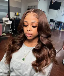 MYLOCKME Hair Body Wave Chocolate Brown 13x6 Lace Front Wigs Human Hair Pre Plucked Brazilian Brown Virgin Hair 13x4 HD Frontal Wig For Women