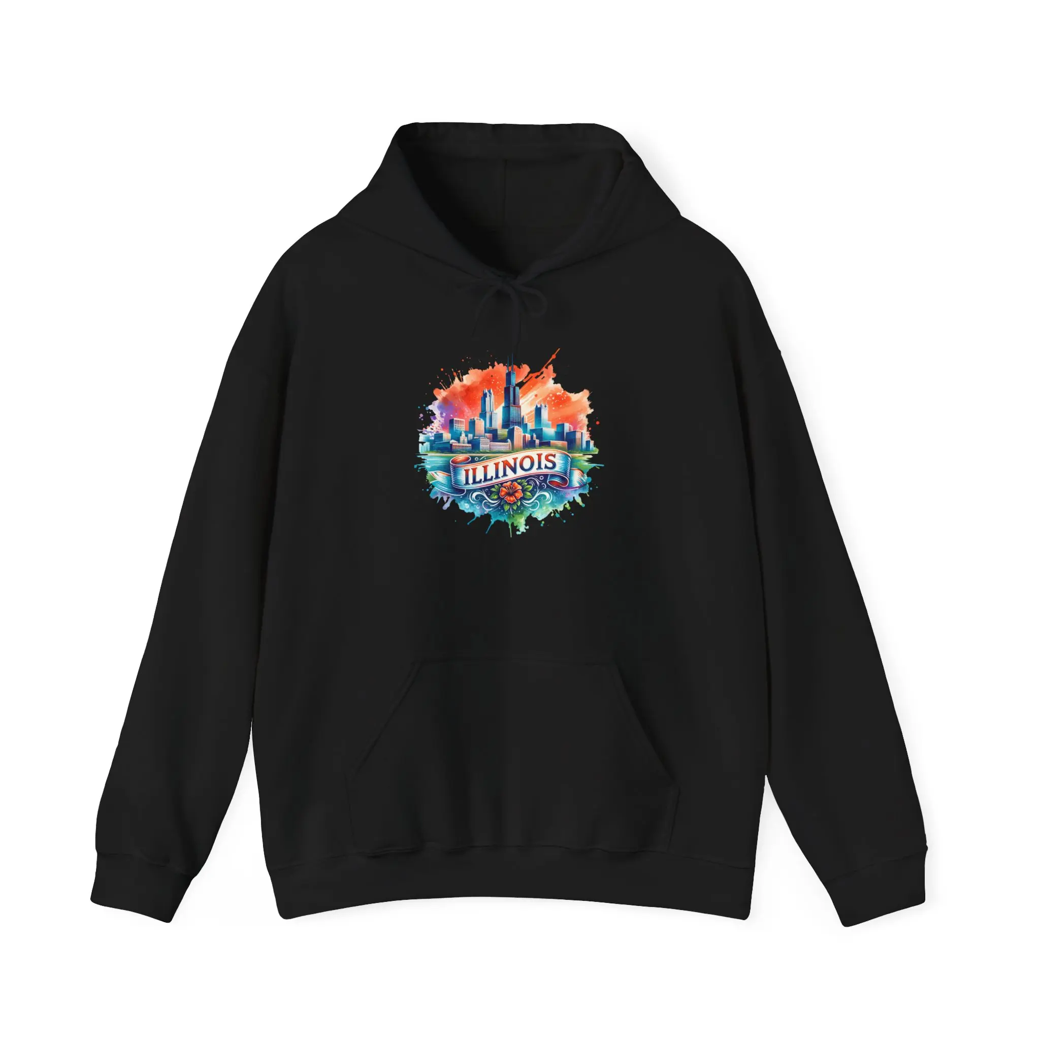 Colorful Illinois Graphic Hoodie - Cozy for All Seasons, Unisex Sweatshirt for Travelers, Perfect Gift, Ideal for Casual Wear