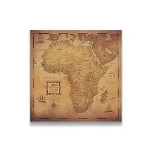 Push Pin Africa Pin Board Map - Golden Aged - Pins Included!