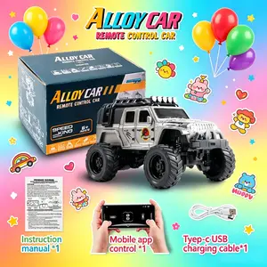 1:64 Mini RC Jeep Truck Toy Gift, Alloy Body Remote Control Car with LED Lights, 2.4GHz Wireless Control, Adjustable Speed & Steering,Children's Day Gift