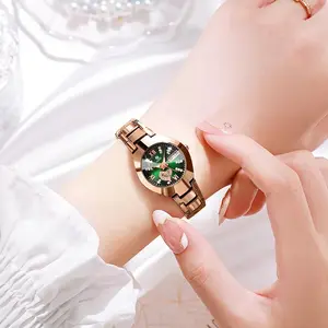Korean-style fashionable women's wristwatch with dual calendars, set with diamonds, water-resistant and luminous night-time display. Cross-border versatile luxury women's watch