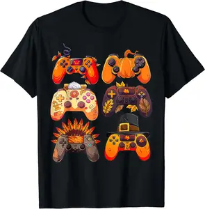 Controllers Fall Gaming Video Game Turkey Thanksgiving Boys T-Shirt