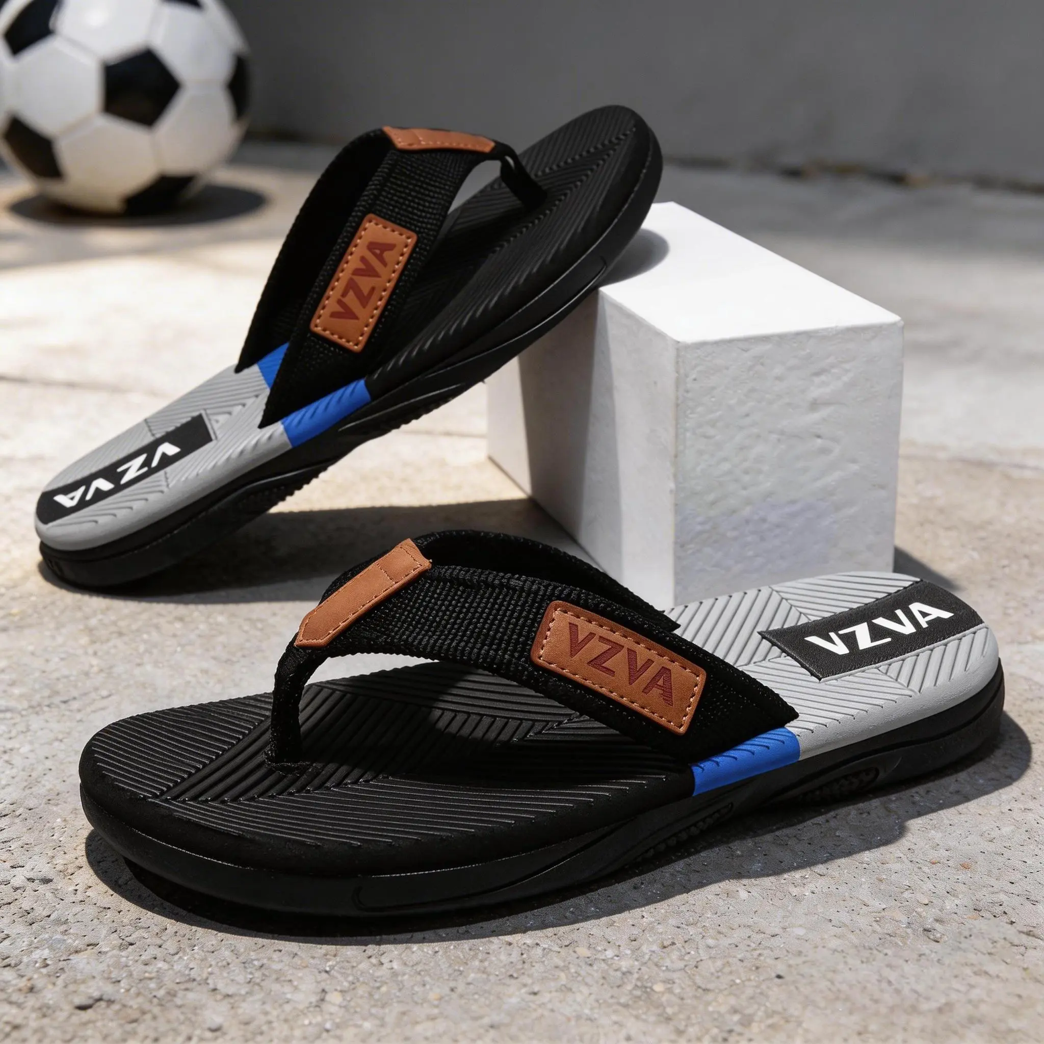 Men's Shock-Absorb EVA Sporty Flip Flops - Slip On, Wide, Lightweight, Soft Cushioned, Flexible, Water Resistant, Antislip Sole Footwear, Breathable, Indoor, Beach-Ready for Summer Beach & Game Day Gatherings