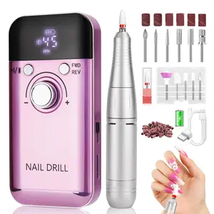Professional Cordless Nail Drill: 45000 RPM Rechargeable Electric Nail File Kit Portable & Low Noise Nail Drill Manicure Pedicure Tools Polishing Set with Nail Drill Bits Sanding Bands ,nail art kit