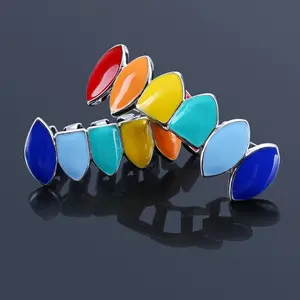 Vibrant Rainbow Hip Hop Grillz, designed to add a statement-making pop of color to your look. Ideal for parties, photoshoots, cosplay, and everyday alternative styling, making you stand out in any crowd.