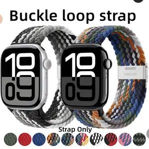 Nylon Elastic Braided Solo Loop Stretchy Straps Elastic Sport Wristbands, Smart watch straps, For Apple Watch Band 44mm 45Mm 46MM 40mm 41mm 42mm Snap Bracelet For IWatch Ultra 2 Series10 9 8 7 6 5 4 3 SE Strap For Women Men