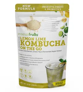 Essenzefruits Lemon Lime Kombucha Powder Tea Mix - Naturally Fermented & Dried -  Probiotic & Prebiotic Blend - No Added Sugar - 8 Oz