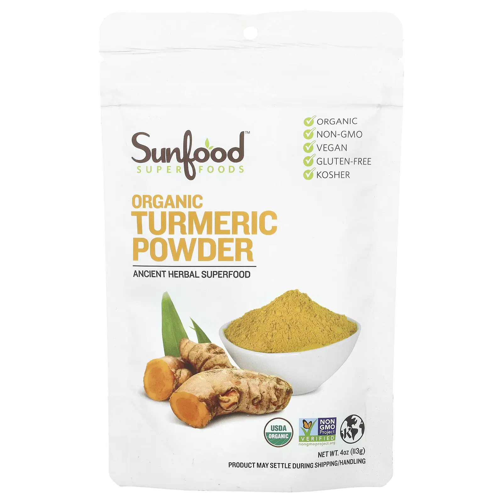 Sunfood Organic Turmeric Powder, 4 oz (113 g)