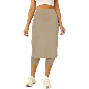 Women’s tennis skort with capri leggings, golf knee-length skorts, athletic long skirts for women with pockets