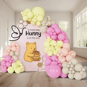 PartyXpress 155PCS Pastel Pink Yellow Balloon Arch Garland Kit for Classic Bear Garland, Bee Theme Party Decoration, Birthday Backdrop, Gender Reveal