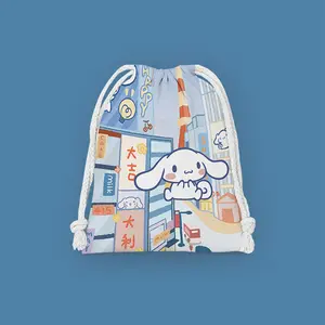 Cute Drawstring Pouch Cartoon-Printed Small Cloth Bag Miscellaneous Storage Bag Makeup Bag Portable Toiletry Bag
