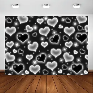 2D Flat Banner, Heart Valentine's Day Pull Flag, Photography Prop Background, Wedding Party Backdrop, Indoor Outdoor Home Decor, Anniversary Party Wedding Decoration, Photo Backdrops