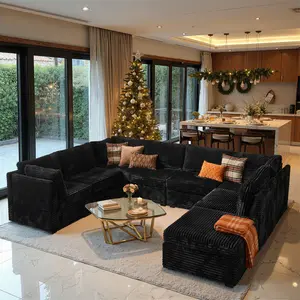 8 PCS Modular Oversized Sectional Sofa Set, Cloud Couch With Ottoman Plush Corduroy Upholstery, Modern Design,Free Conbination,Easy to Assemble