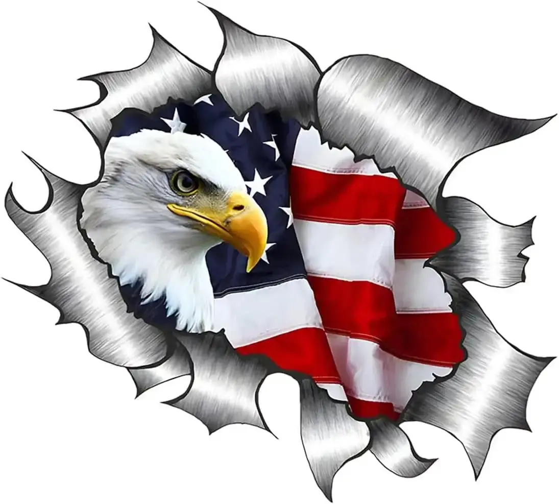 2-Pack American Bald Eagle Car Decal Stickers (Number 3), 5.91x5.51 in Patriotic Waterproof Bumper Decals for Car, Truck, SUV, Van, Outdoor Window, Wall, Laptop, Tablet, Glass, Decals Car Stickers