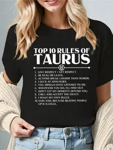 100% Cotton Horoscope Symbols Astrology Sign Top 10 Rules Of Taurus T-Shirt