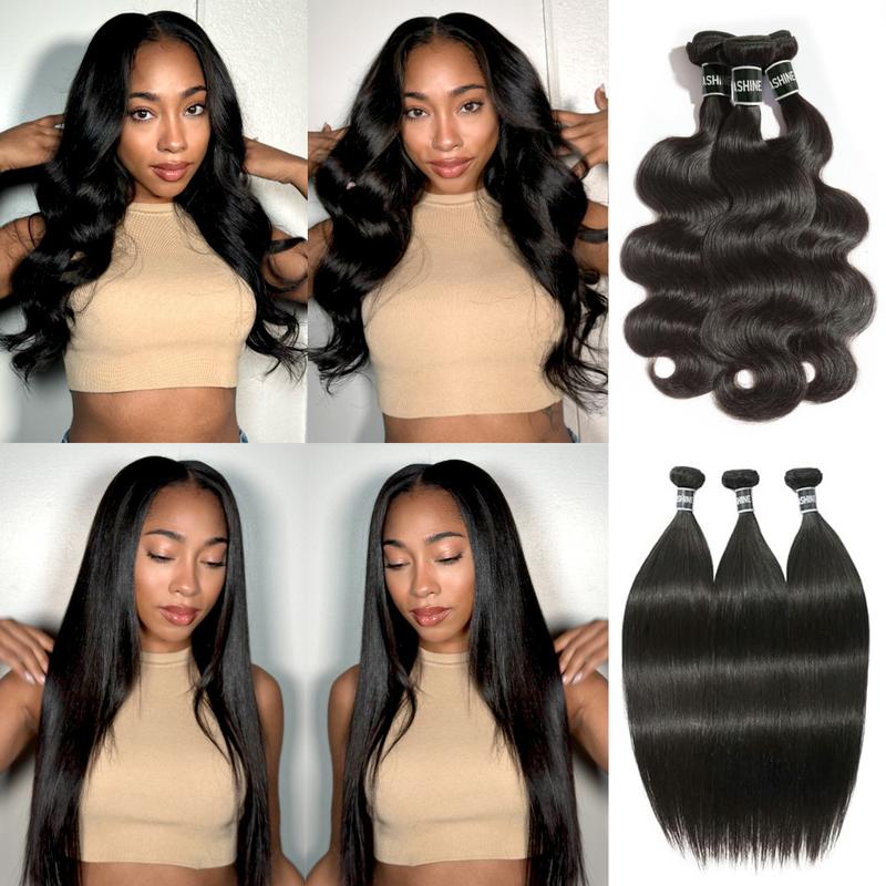 [Ashine] 30 Inches Luxury Brazilian Virgin Bundles 100% Human Hair Straight Body Wave Deep Curly Wigs Tangle-free Re-wearable 10A Grade Salon Quality