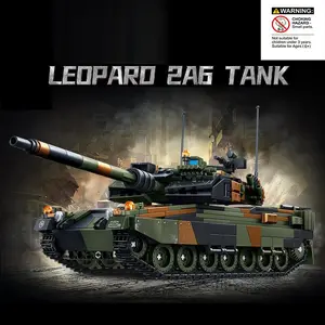 Leopard 2a6 Main Battle Tank Building Set, Building Blocks Set, Military Series Tank Theme, Assembly Toy, Track Movement, Rotating Barrel, Stable Design, Creative Display