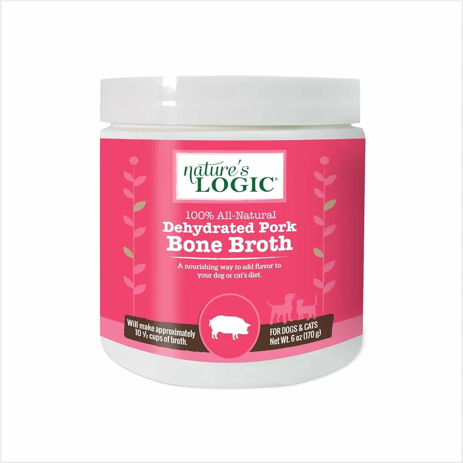 Nature's Logic Dehydrated Bone Broth Powder - 100% Natural Dog & Cat Topper - Rich in Glucosamine & Chondroitin - Boosts Immune System - Gluten-Free, No Synthetic Ingredients - Beef, 6oz