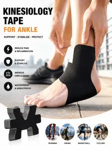 10 PCS Precut Kinesiology Tape for Ankle, Breathable Cotton Elastic Athletic Support Tape, Pain Relief & Ankle Stability, Helps Reduce Sprains, Muscle and Ligament Support for Running, Sports & Marathon latex-free tape hypoallergenic easy tear