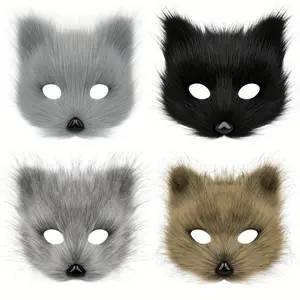 3pcs Halloween Fox Costume Set - Plush Tail, Mask & Gloves | Cute Animal Theme Cosplay Accessories for Parties & Live Streams