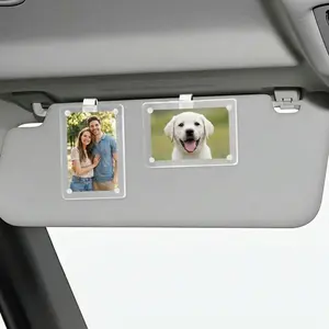 Magnetic Car Visor Photo Clips (2-Pack) – Acrylic Car Accessories for Displaying Family, Friends, or Personal Photos, Practical Frames for Daily Commutes and Travel, Perfect Gift for Holidays and Special Occasions