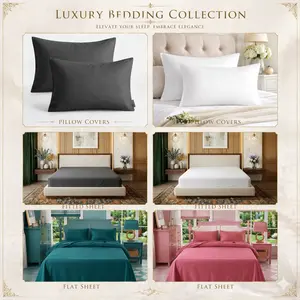 Ultra Soft Luxury 3 Piece Bed Sheet Set – Cooling Flat Sheet, Deep Pocket Fitted Sheet & Pillow Cover, Premium Microfiber Bedding, Wrinkle Resistant, Fade Resistant, Hypoallergenic Hotel Style Sheets