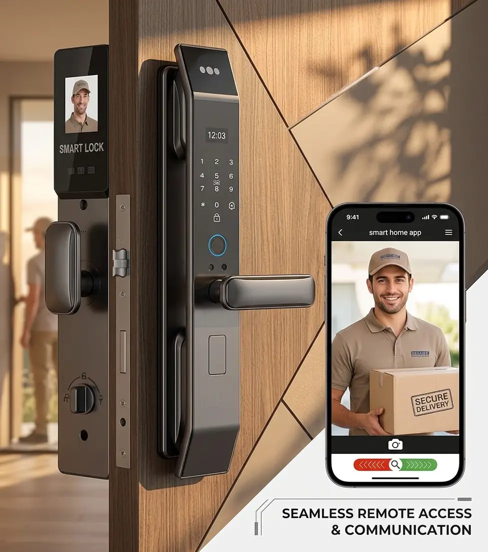 3D Face Recognition Smart Door Lock – Fully Automatic Biometric Fingerprint Lock with Facial Scan, APP Control, Keypad & Key Entry | Aluminum Alloy Digital Front Door Lock for Home, Office & Apartment